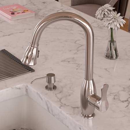 Alfi Brand Brushed Nickel Traditional Gooseneck Pull Down Kitchen Faucet ABKF3783-BN